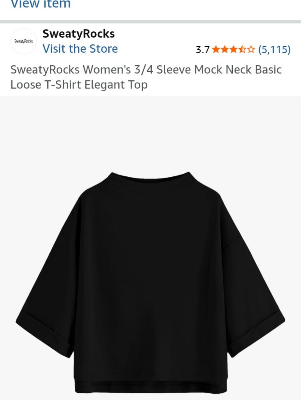 Black Slightly Cropped Boxy Top